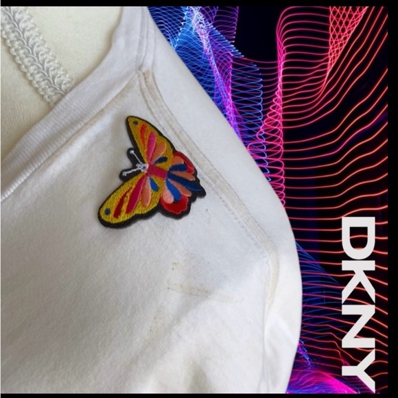 DKNY White Tee with Colorful Butterflies 🦋 🦋Accents - Picture 3 of 8